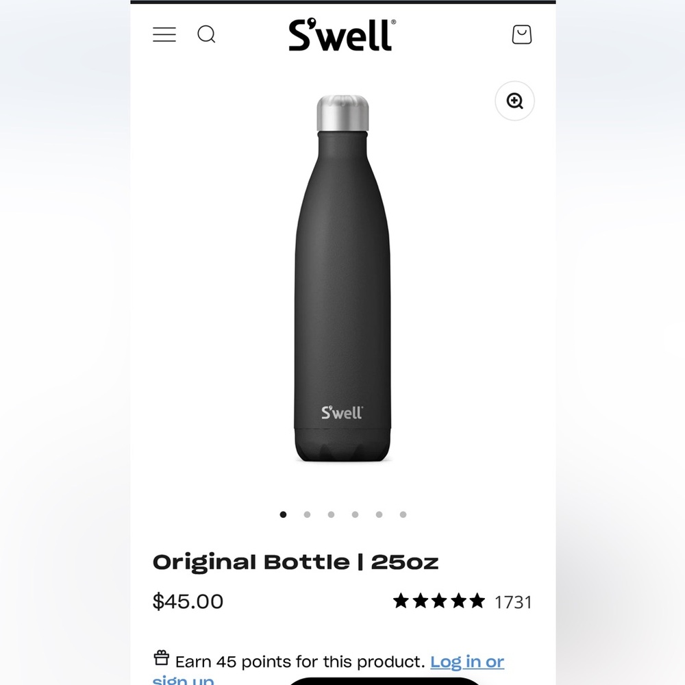 S'well Black Stainless Steel Original Water Bottle | 25oz